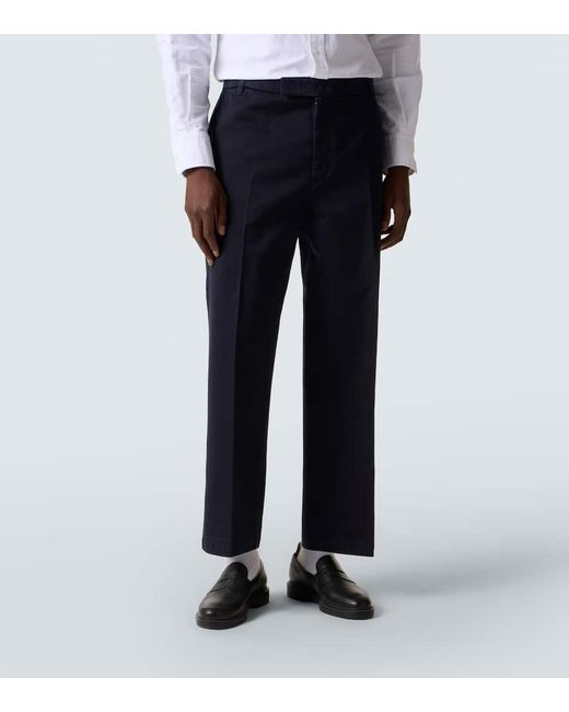 Thom Browne Gerade Hose Aus Baumwoll-Twill in Blue für Herren