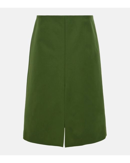 Dries Van Noten Green Cotton Midi Skirt
