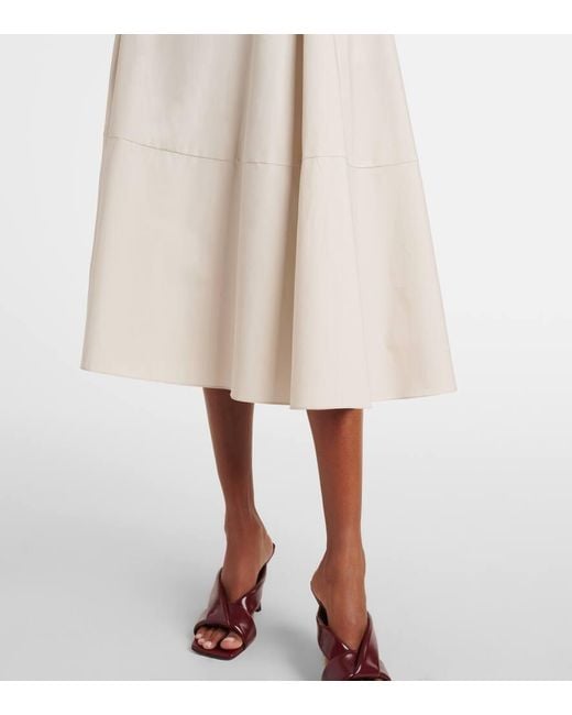 Max Mara White Desy Cotton Poplin Midi Skirt