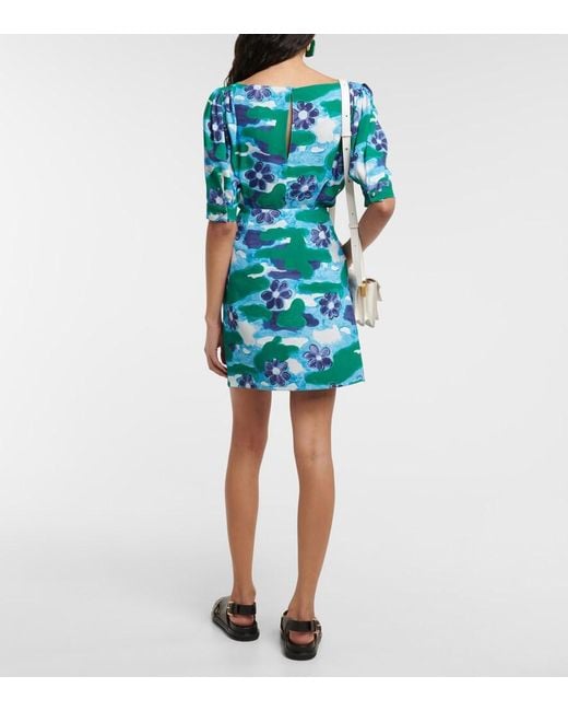 Marni Blue Printed Cady Miniskirt