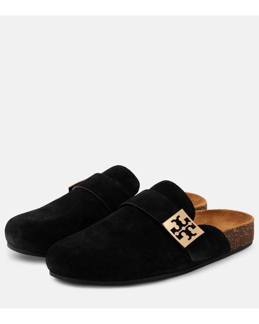 Tory Burch Black Mellow Suede Mules