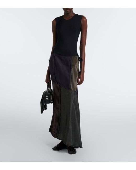 Falda Larga A Rayas Con Patchwork Maison Margiela de color Black