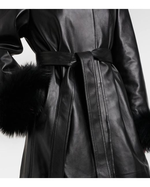 Abrigo De Piel Con Borrego Alaïa de color Black