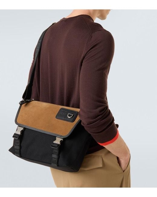 Loewe Black Flex Medium Canvas And Suede Messenger Bag for men