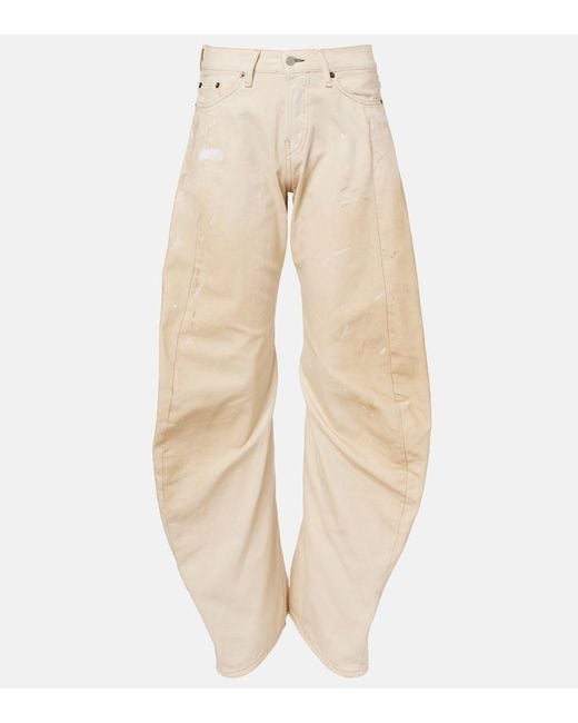 Acne Natural 2006 Distressed Barrel-Leg Jeans