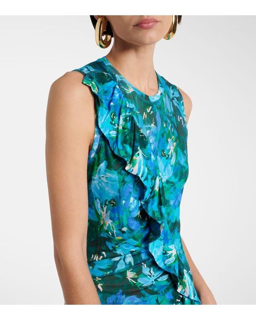 Ulla Johnson Blue Elise Ruffled Printed Jersey Maxi Dress