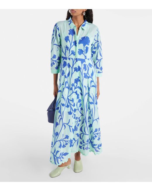 Robe longue imprimee en coton Juliet Dunn en coloris Blue