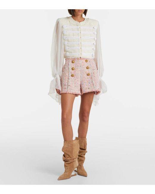Balmain Pink Tweed Shorts