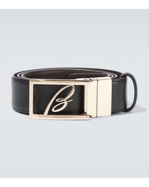 Brioni Black Logo Leather Belt for men