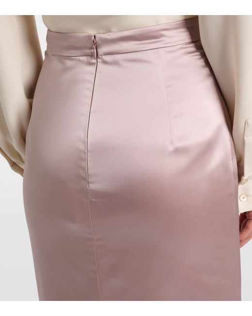 Valentino Pink Feather-Trimmed High-Rise Midi Skirt