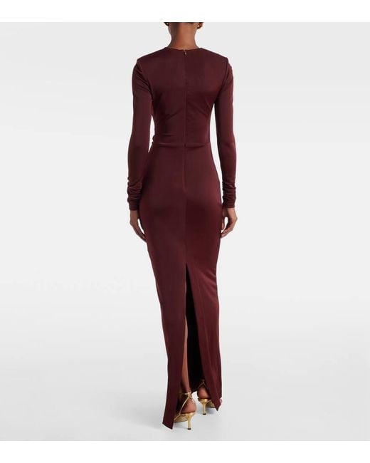 Rebecca Vallance Red Verzierte Robe Mischa Aus Jersey