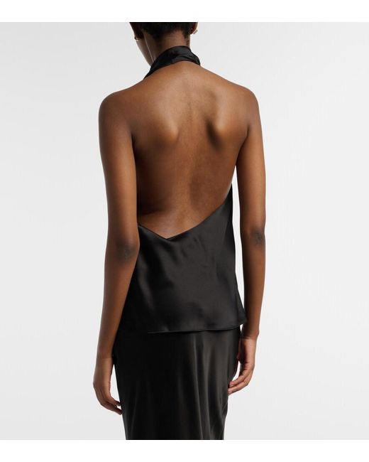 The Sei Black Halterneck Silk Satin Top