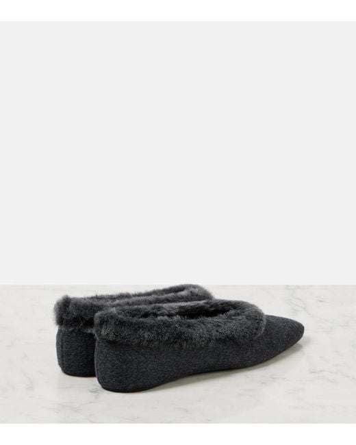 Totême Black Shearling-Lined Ballet Flats