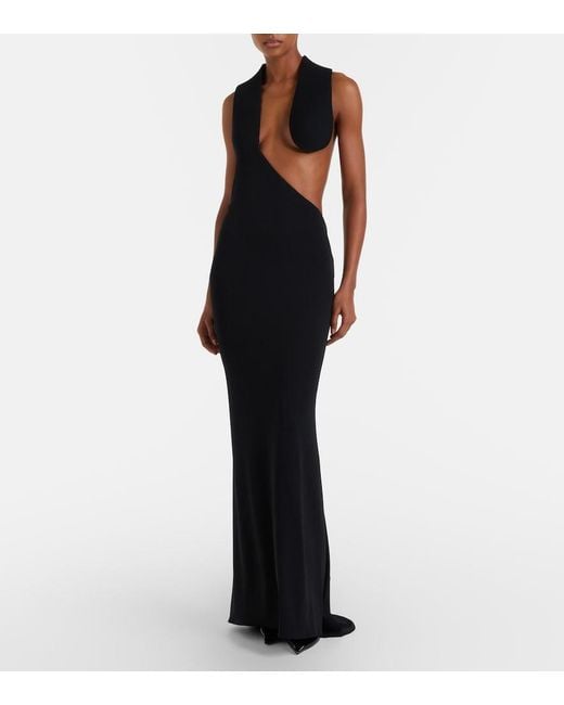Tom Ford Blue Impossible Asymmetric Jersey Gown