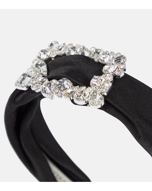 Jennifer Behr Black Elise Embellished Silk Headband