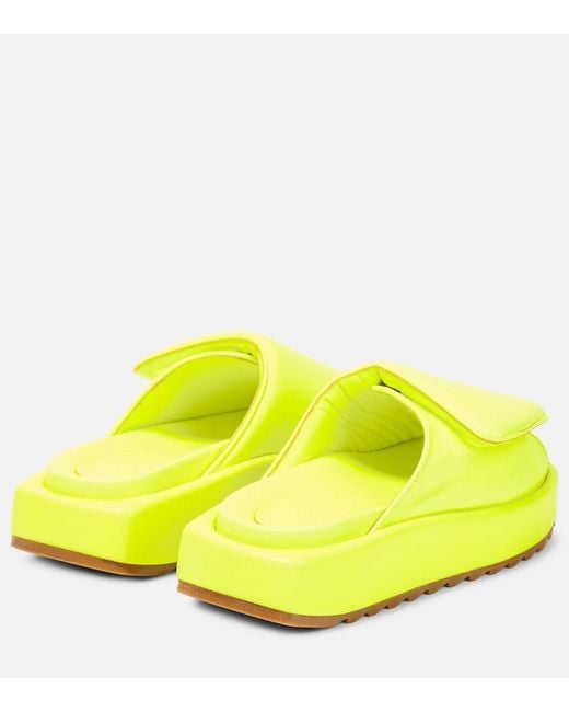 Gia Borghini Yellow Gia 1 Leather Slides
