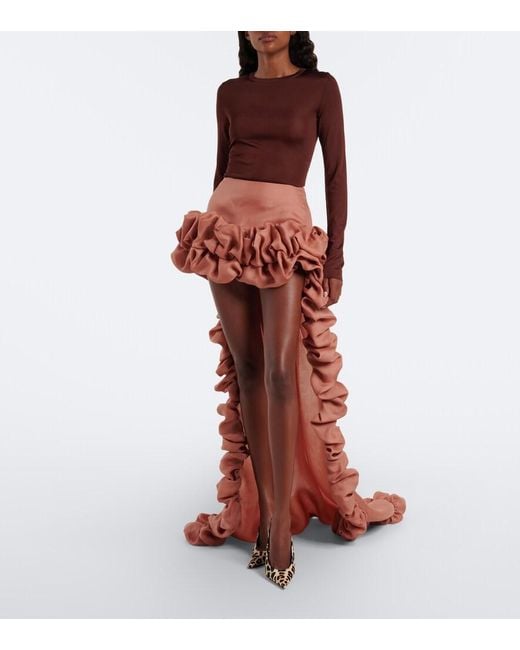 Saint Laurent Red Bubble Silk Gazar Miniskirt