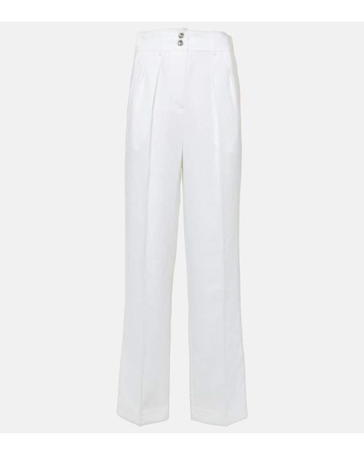 Loro Piana White Linen Wide-leg Pants