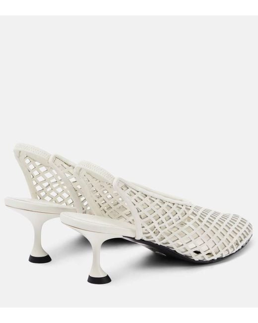 Proenza Schouler White Tee Leather Mesh Slingback Pumps