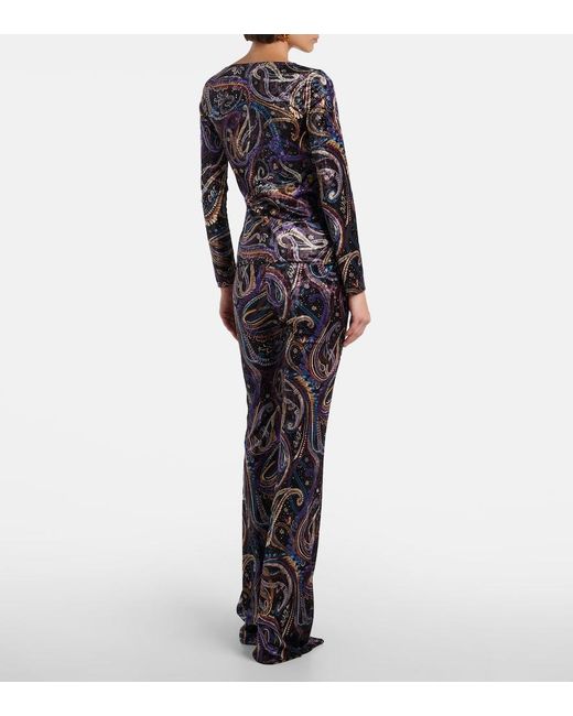 Etro Blue Paisley Velvet Top