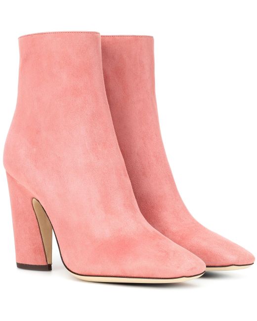 Jimmy Choo Pink Mirren 100 Suede Ankle Boots