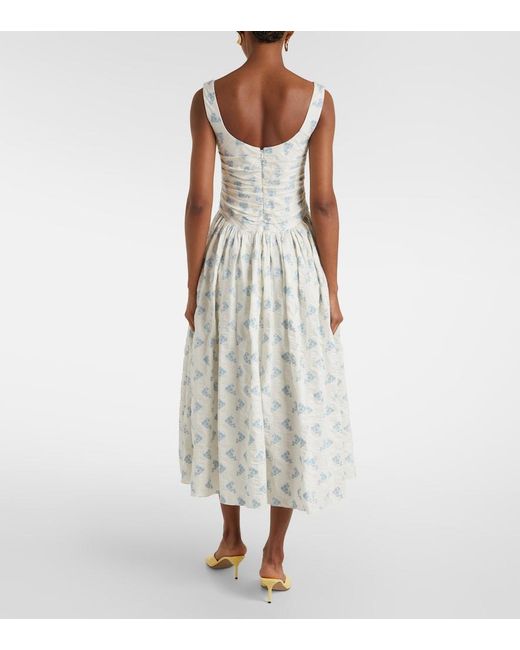 Markarian White Maeve Floral Cotton-Blend Midi Dress
