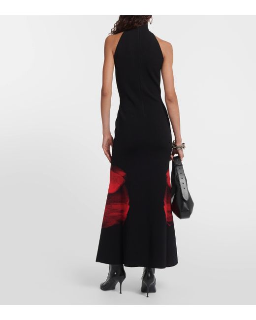 Alexander McQueen Red Ethereal Orchid Maxi Dress