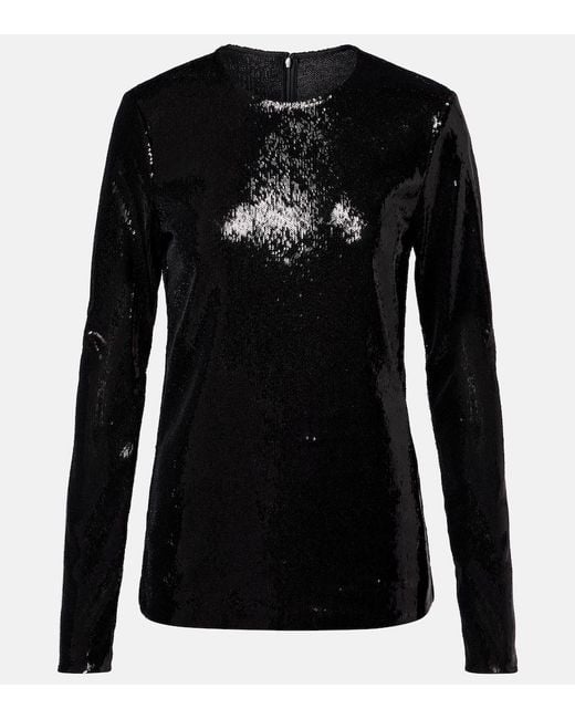 Totême Black Sequined Jersey Top