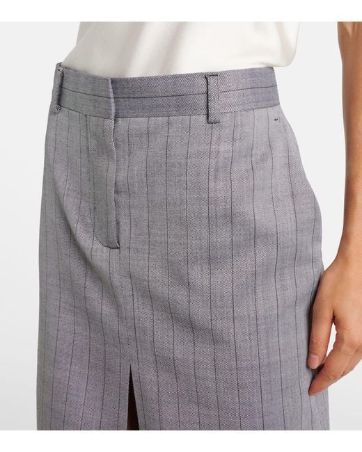 Stella McCartney Gray Midirock Aus Wolle