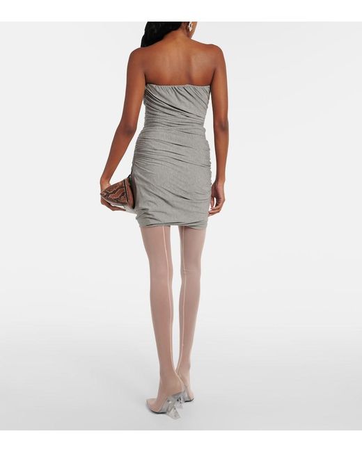 The Attico Gray Draped Strapless Jersey Minidress