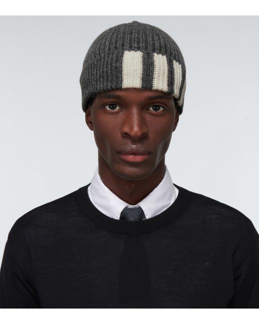 Thom Browne Ribbed Striped Cashmere Hat 
