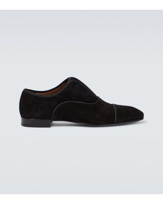 Christian Louboutin Black Alpha Velour Oxford Shoes for men
