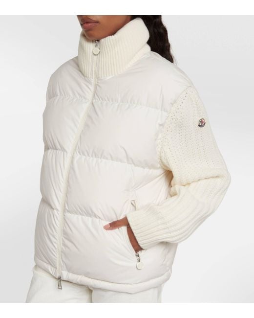 Moncler White Wool-trimmed Down Jacket