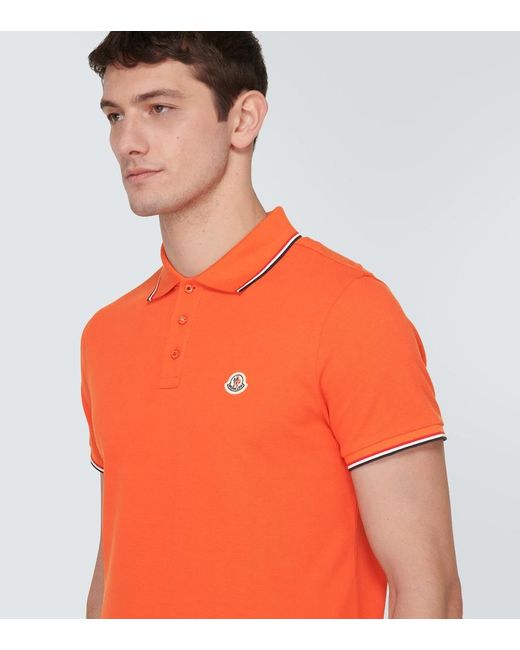Moncler Polohemd aus Baumwoll-Pique in Orange für Herren