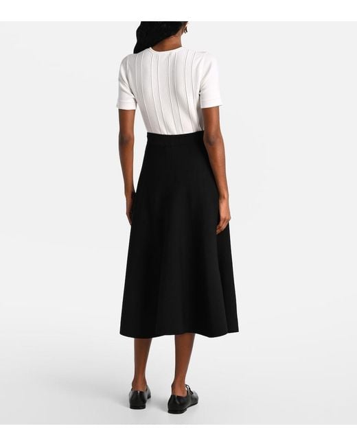 Max Mara Black Lazio Pleated Crepe Midi Skirt