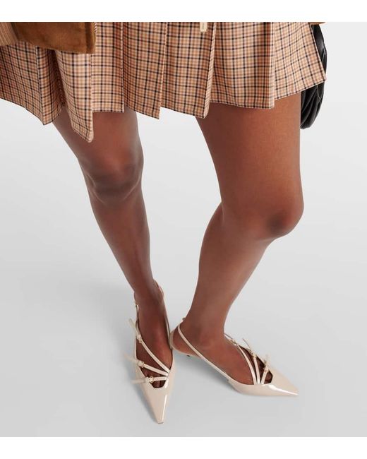 Miu Miu Natural Patent Leather Slingback Pumps