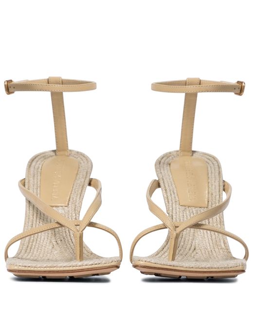 Bottega Veneta Stretch Raffia-trimmed Leather Sandals | Lyst