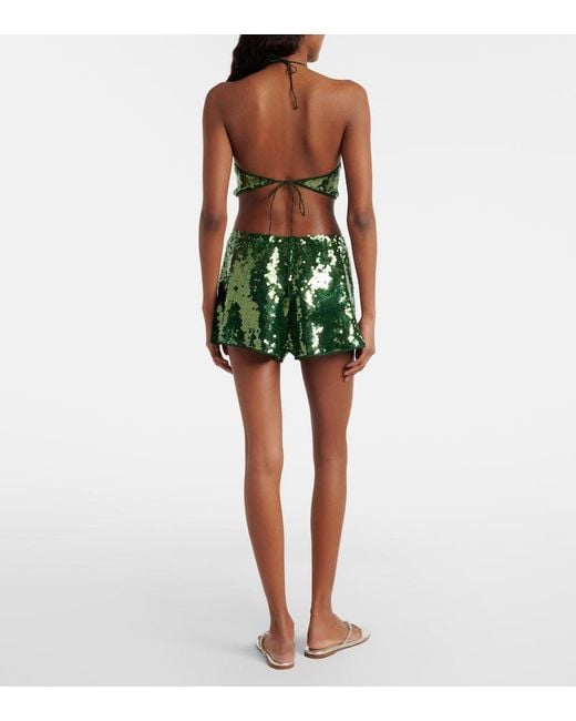 Oseree Green Marilyn Embellished Shorts