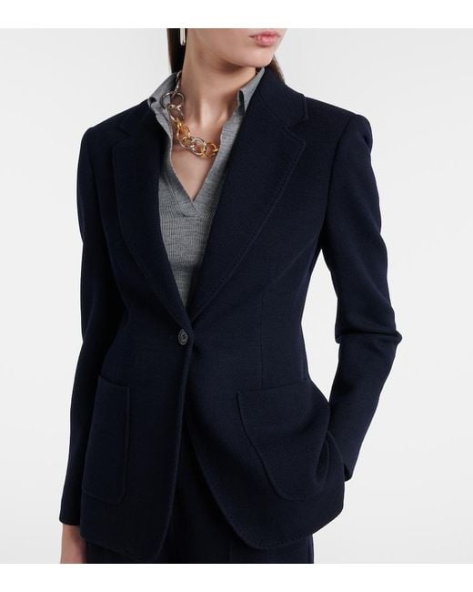 Max Mara Blue Utilita Virgin Wool Jersey Blazer
