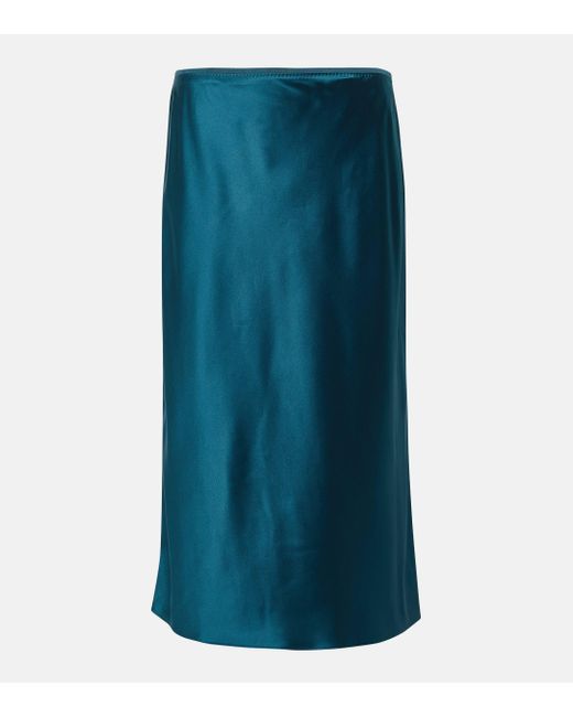 Joseph Blue Isaak Silk Satin Slip Skirt