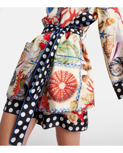 Dolce & Gabbana Multicolor Bedrucktes Hemd Capri aus Seidensatin