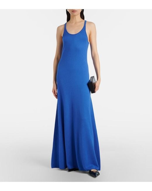 Tom Ford Blue Knitted Wool Maxi Dress
