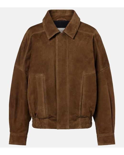 Nour Hammour Brown Dalma Suede Blouson Jacket