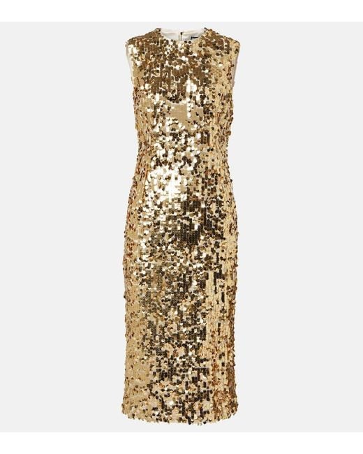 Dolce & Gabbana Metallic Sequined Midi Dress