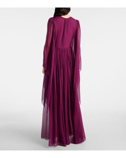 Dolce & Gabbana Purple Long Silk Chiffon Caftan With Drawstring