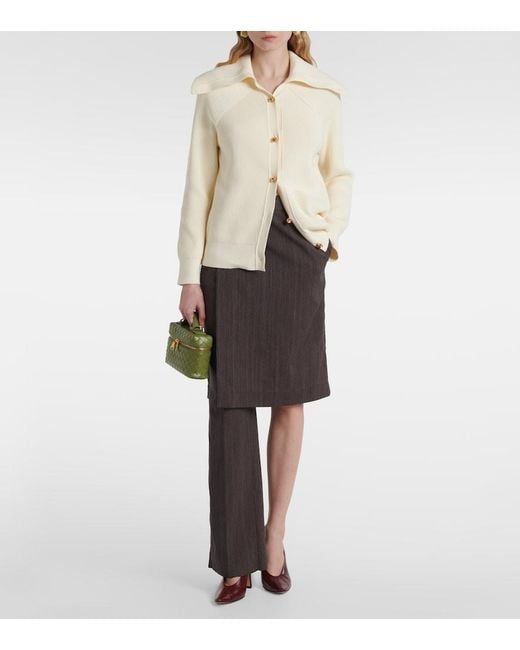 Bottega Veneta Natural Knot Ribbed-Knit Cotton Cardigan