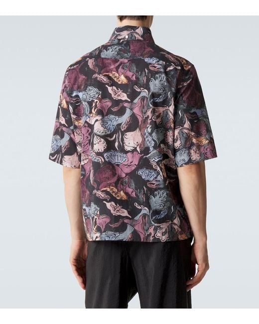 Lemaire Blue Floral Cotton Bowling Shirt for men