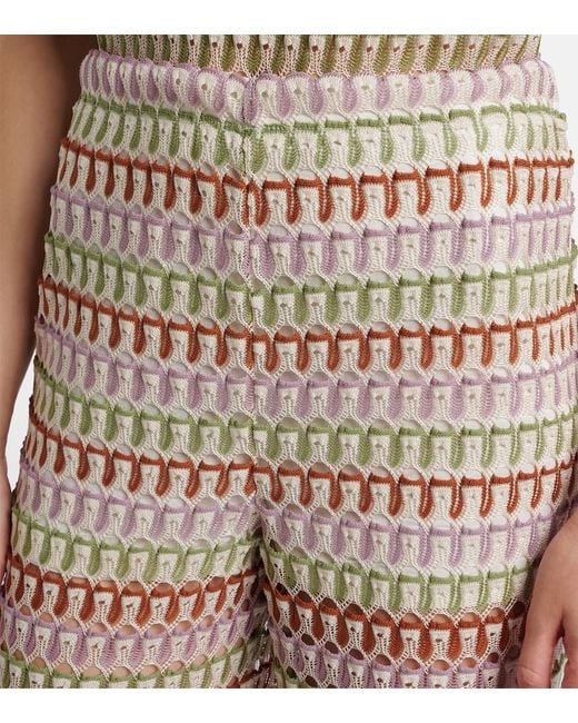 Veronica Beard Natural Fatima Crochet Wide-Leg Pants