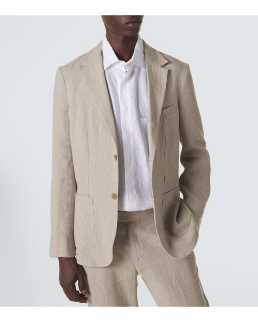 Sunspel Gray Linen Blazer for men