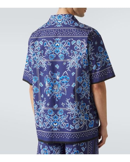 Camisa Bowling De Popelina Con Estampado, Talla Gucci de hombre de color Blue